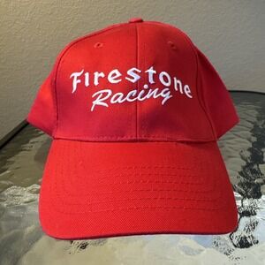 Vintage Firestone Racing Red Hat Cap Snapback Red White Embroidered NEW NWOT